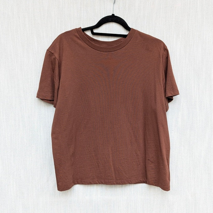Reformation Top Womens XL Brown Cotton Crewneck Short Sleeve T-shirt