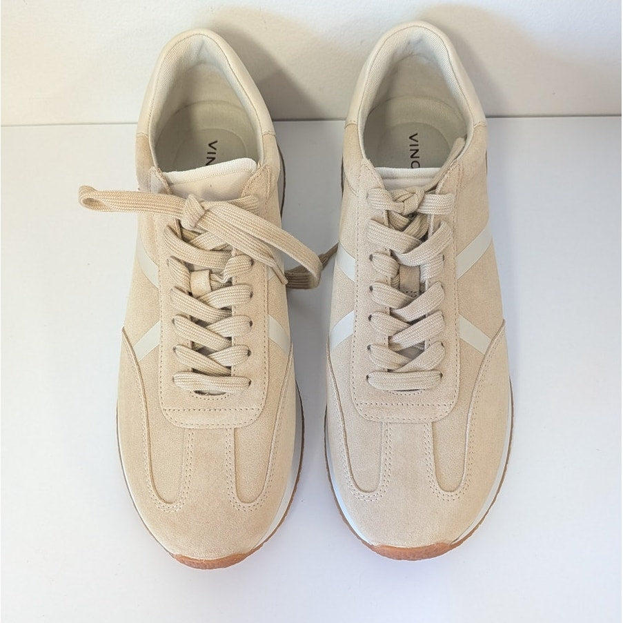 Vince Ohara Sneaker Womens 9M Beige Leather Logo Low Top Lace-up NWOT