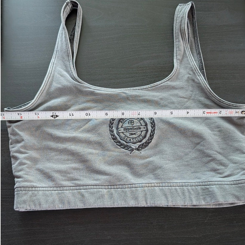 Reebok x Anine Bing Top Womens M Pure Gray Logo Square Neck Bralette Sleeveless