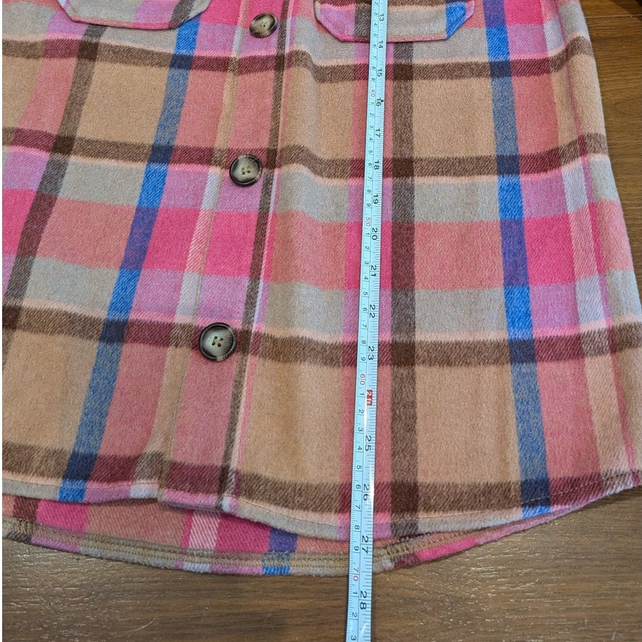 Anthropologie Avec Les Filles Ali Boxy Plaid Button Shirt Jacket Shacket, size S