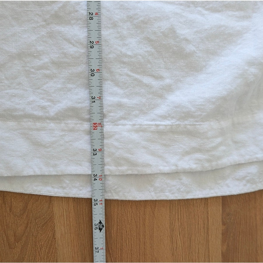 Jenni Kayne Linen August Dress Womens L White Relaxed Mini Shirt 3/4 Sleeve