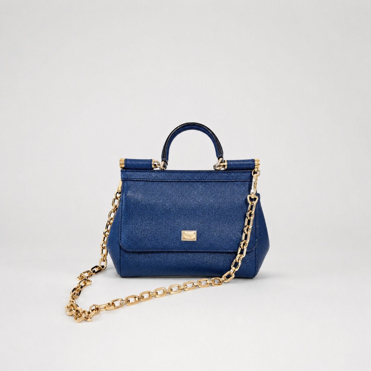 Dolce & Gabbana Leather Miss Sicily Top Handle Small Bag in Blue