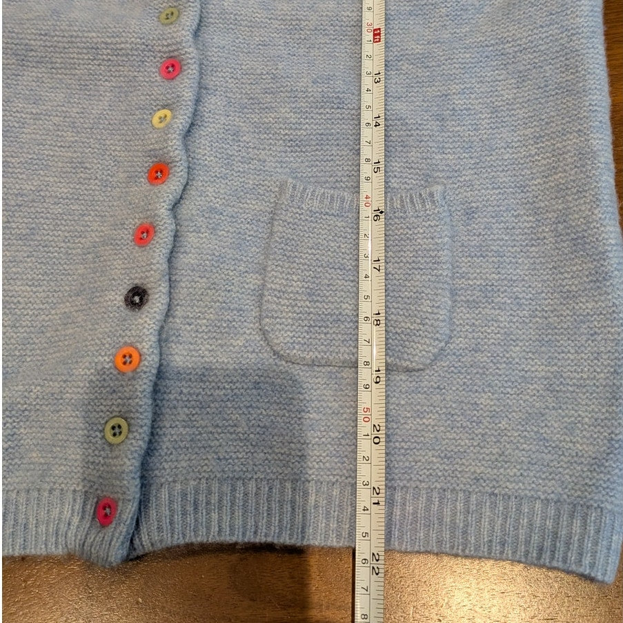Heyton Blue Lambswool Blend Buttoned Long Sleeve Cardigan, size S