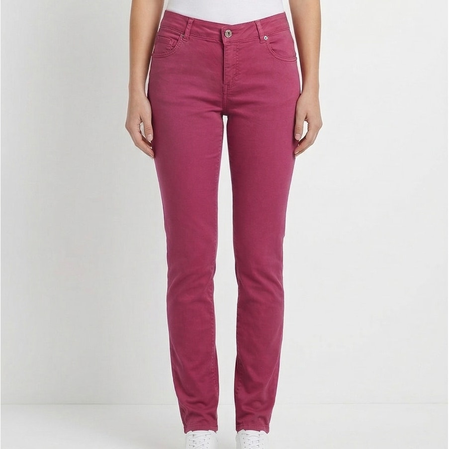 Care Label Cigar 137 Crossover Jean Womens 31 Fucsia Denim Straight Skinny NWT
