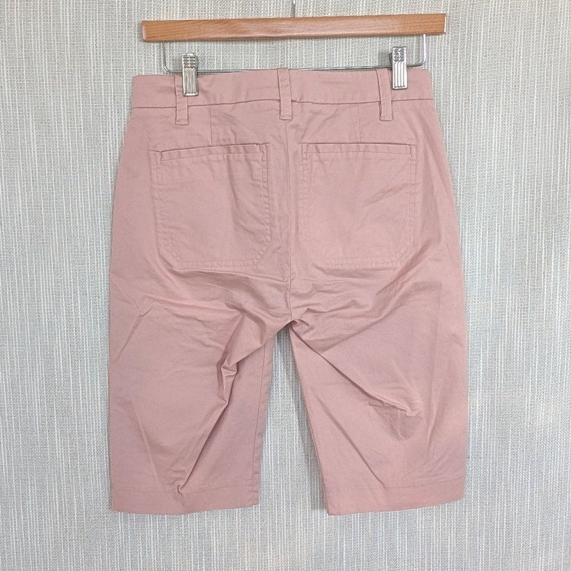 Vince Bermuda Shorts Womens 0 Pink Cotton Stretch Mid-rise Chino Long