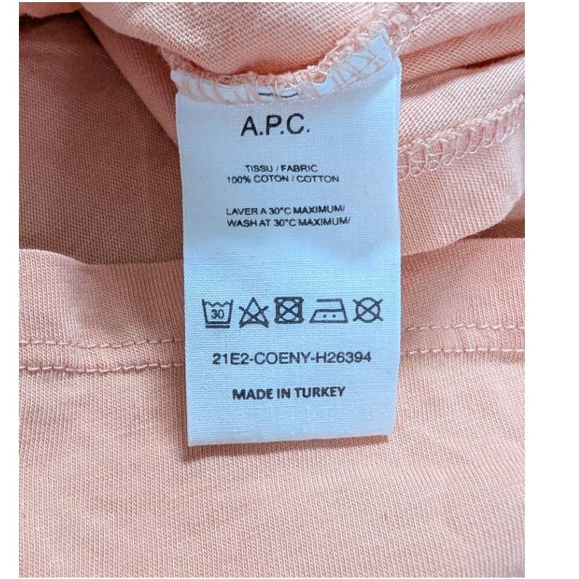 A.P.C. Men's Peachy Pink Cotton Chest Pocket Crew Neck T-Shirt Size L