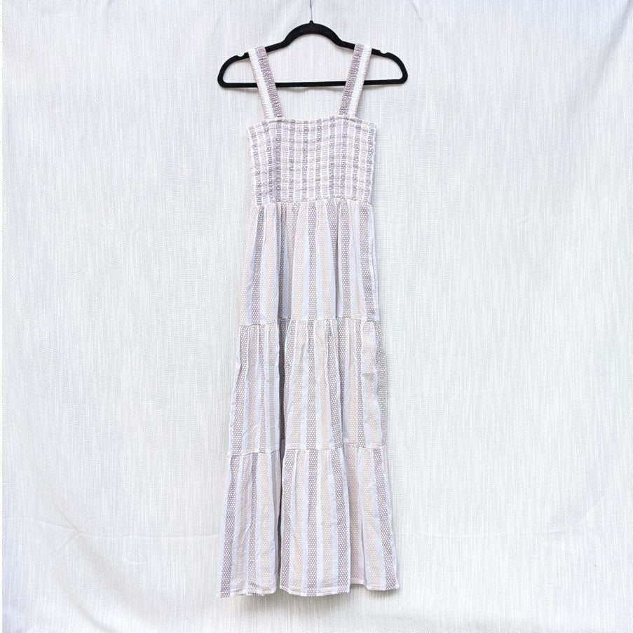 SEAFOLLY Isla Palm Tiered Organic Cotton Cover-up Midi Dress In Brown, size XS