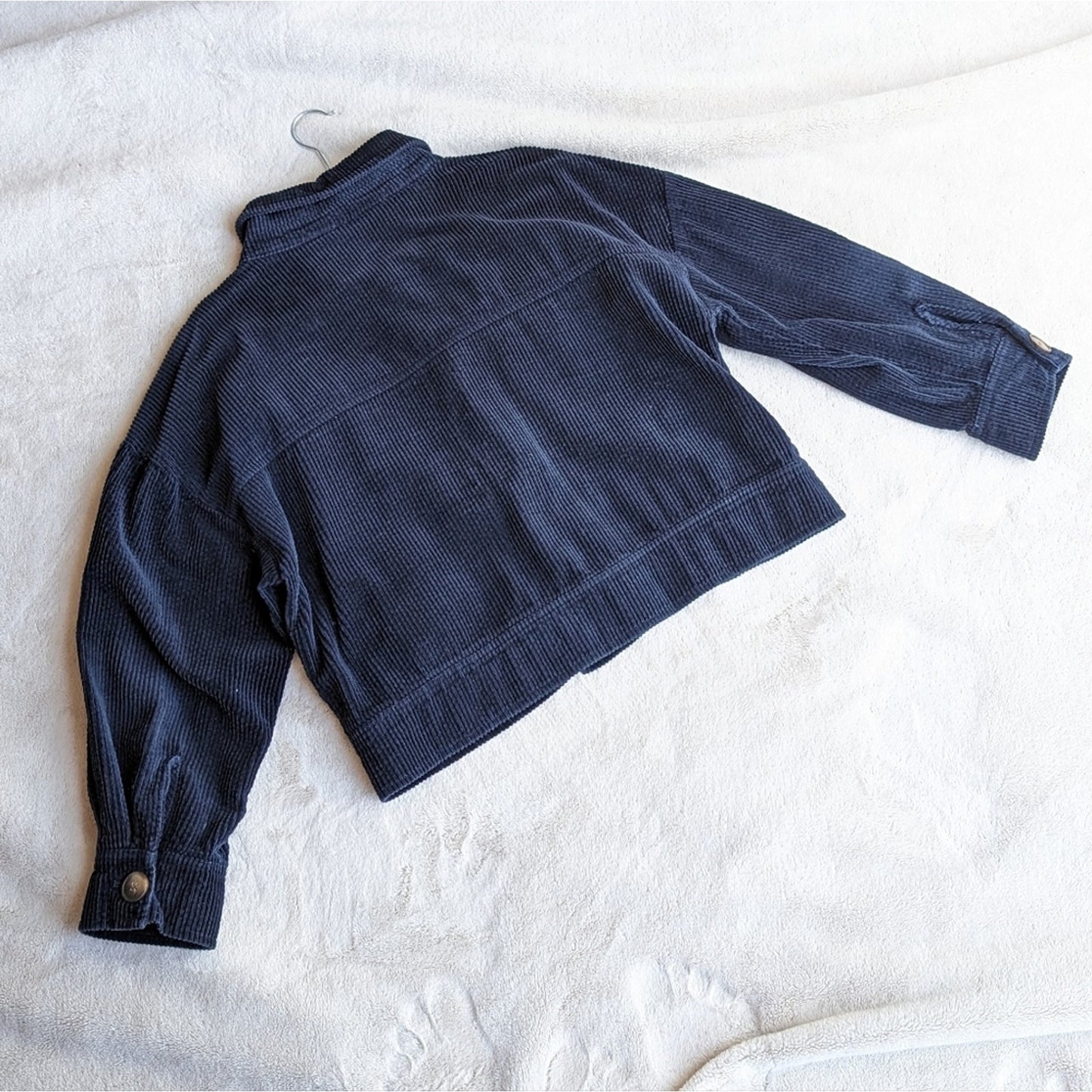 Anthropologie Sparkz Copenhagen Amanda Navy Blue Corduroy Cropped Jacket, size S