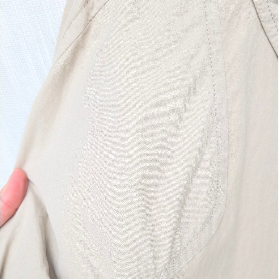 Vince Cotton Trench Coat Womens XL Beige Full Zip Self-Tie Belt Long
