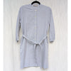 Everlane Blue Striped Cotton Weave Collarless Shirt Belt Midi Dress, size 2