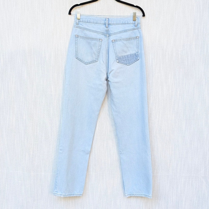 Reformation Cynthia Patch Denim High Rise Straight Ankle Jeans, size 27