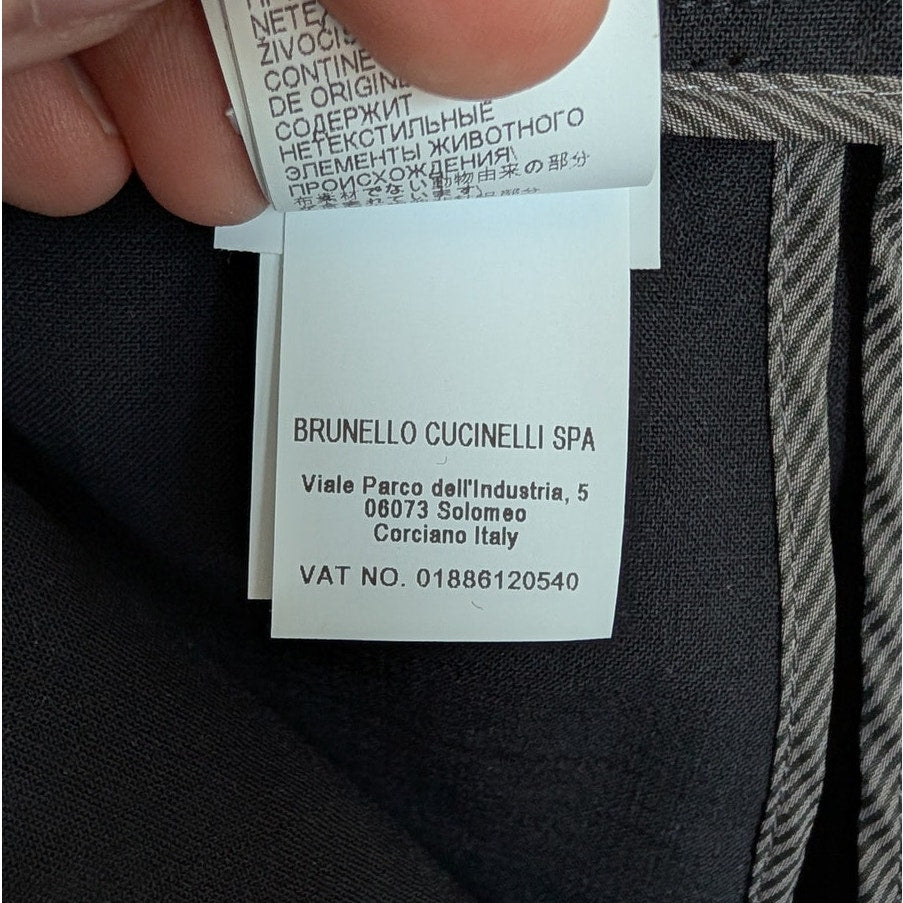 Brunello Cucinelli Luxury Wool Tailored Trousers with Monili Womens 8 Pleated