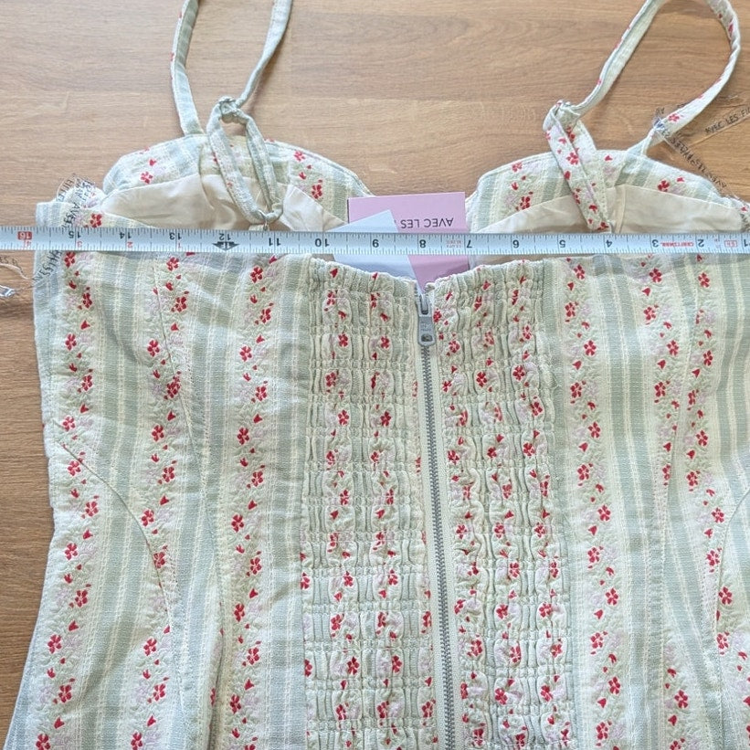 Avec Les Filles Sweetheart Neck Mini Bustier Top Womens L French Stripe NWT