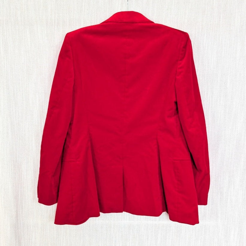 Theory Cinched Blazer J0804105 Womens 4 Bright Red Velvet Single-breasted NWT