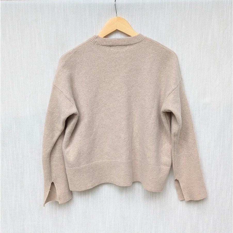 Zara Beige Cashmere/Wool Crewneck Long Sleeve Sweater, size S
