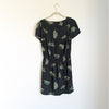 MOMONI Black Floral Print Silk Blend Short Sleeve Short Mini Dress, size S