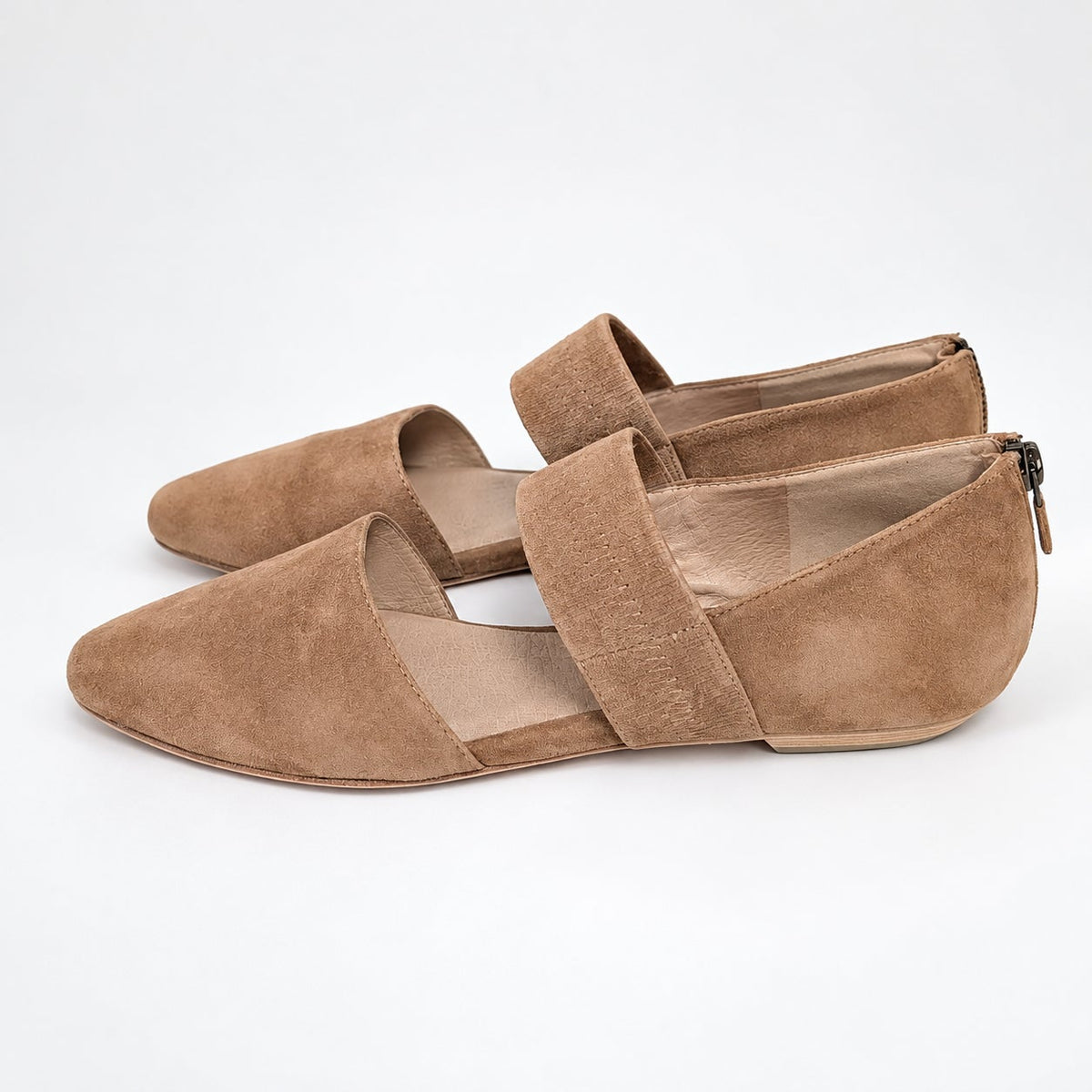 Eileen Fisher Hall Taupe Suede Pointed Toe Flats Size 8