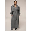 JLUXLABEL Herringbone Oversized Trench Coat Womens L/XL Gray Wool Blend Long NWT