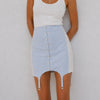 Dion Lee Corset Garter Mini Skirt Womens 6 Blue Jersey Pencil Straight NWT