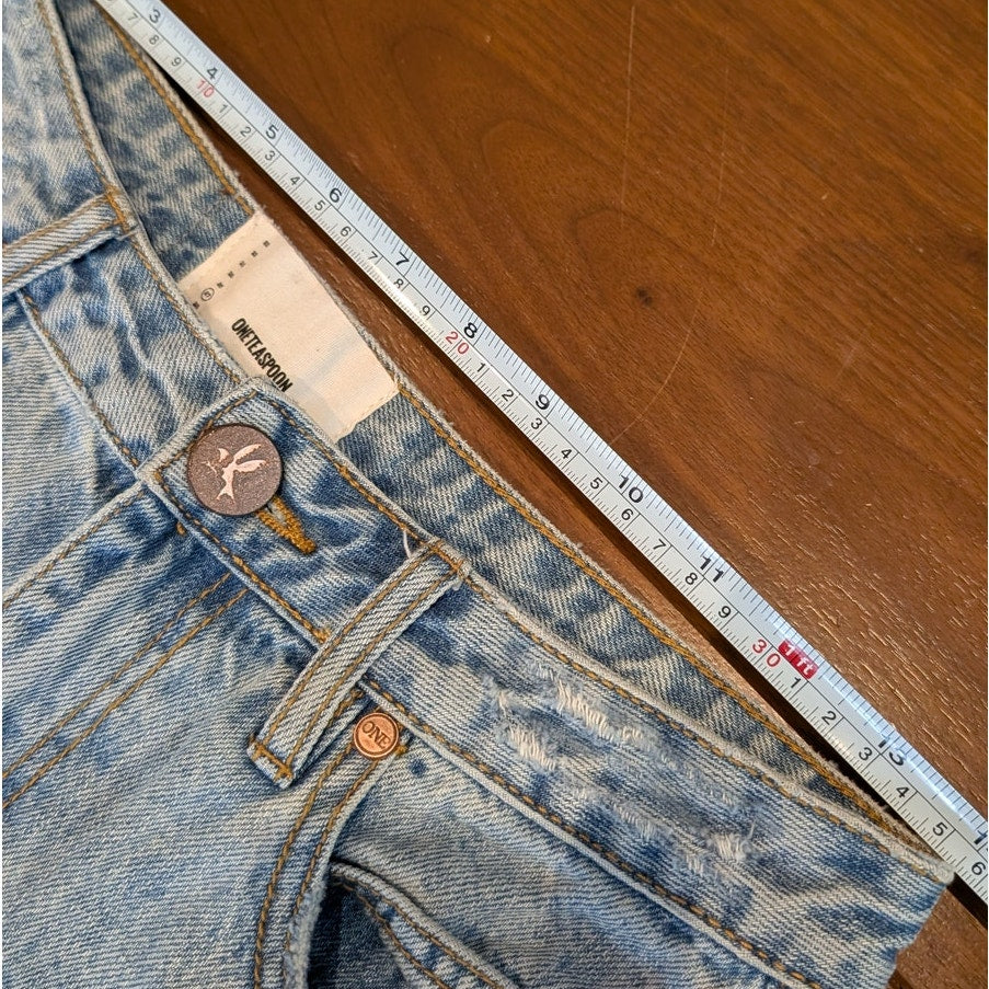 Free People One Teaspoon Rocko Denim A-line Midi Skirt Ocean, size 27