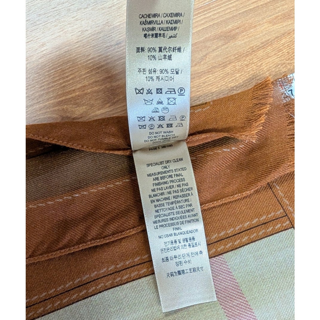 Burberry Brit Sheer Mega Check Cashmere Blend Scarf Brown Beige