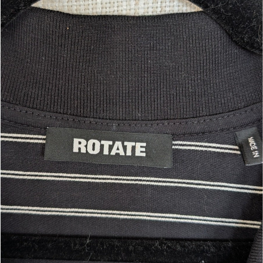 Rotate Birger Christensen Pique Shortsleeve Polo Shirt Womens M Black Striped