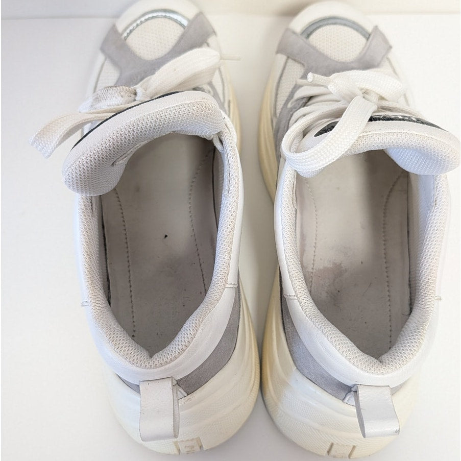 Prada 1E909L Leather Sneakers Womens EU39.5/US 9.5 White Low Top Striped