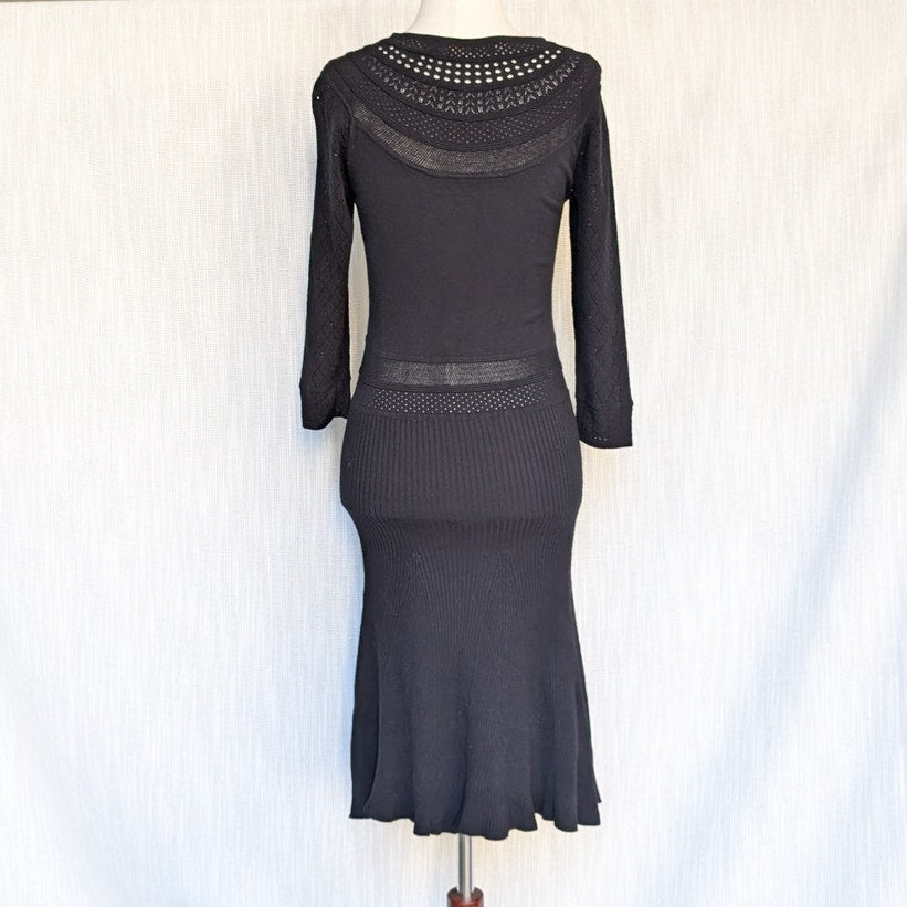 Polo Ralph Lauren Black Knit/Ribbed Long Sleeve Sweater Midi Dress, size S