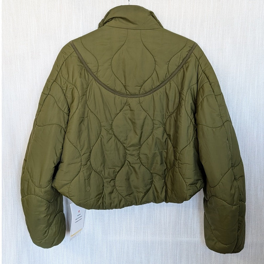Lululemon Quilted Light Insulation Cropped Jacket W4BXTS Womens 8 Green NWT