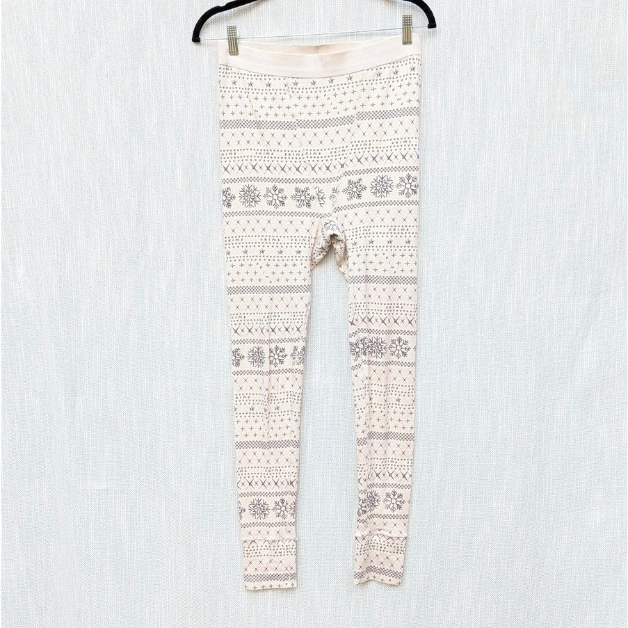 SKIMS Logo Plush Pointelle Legging Womens L Cream Fair Isle High-rise Slim Ankle