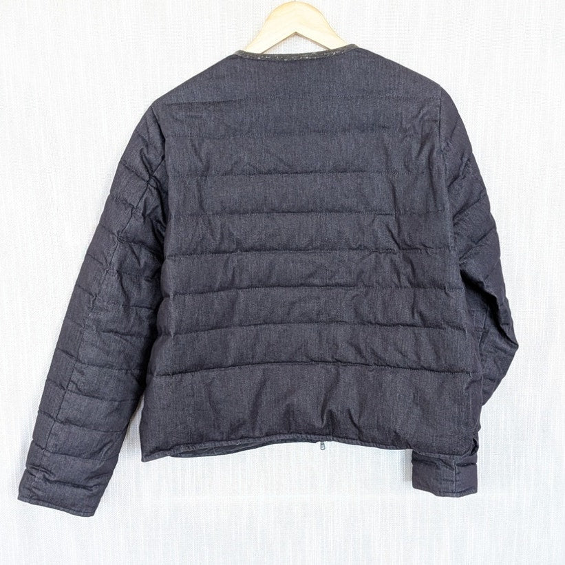 Fabiana Filippi Quilted Denim Short Jacket Womens XL Metallic Embellished Navy