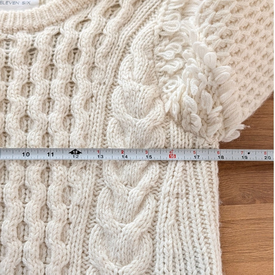 Eleven Six Nyla Sweater Womens S Ivory Alpaca/Wool Knit Crewneck Long Sleeve