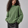 Aelfric Eden Green Oversized Cable Knit Mock Neck Long Sleeve Sweater Size M