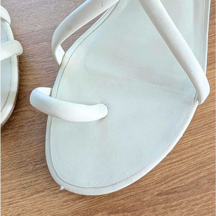 Cult Gaia White Leather Toe Loop Strappy Sandals Kitten Heel Womens EU 36 /US 6