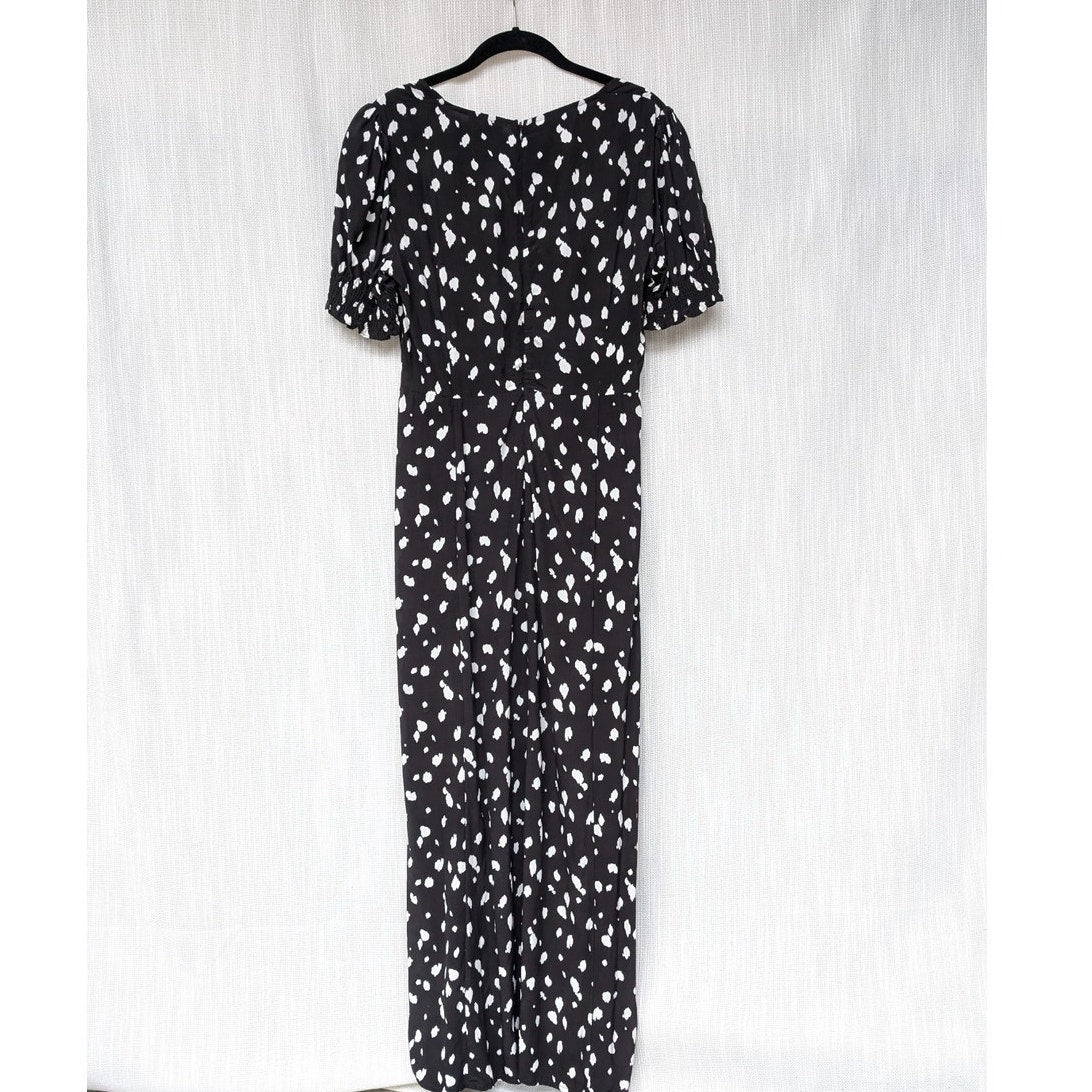 NWT Bardot Millie Black Abstract Spot Short Sleeve Midi Maxi Dress, size 6/S