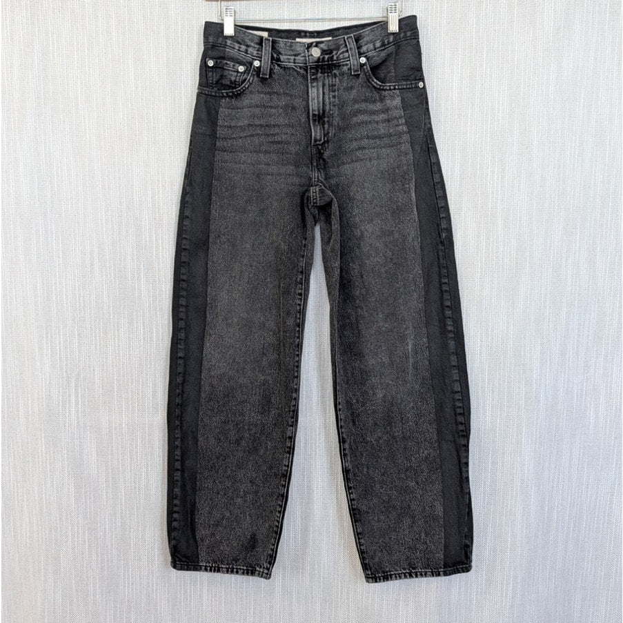 Levi's Baggy Dad Jeans Womens 25 Black Denim Mid-rise Barrel Leg