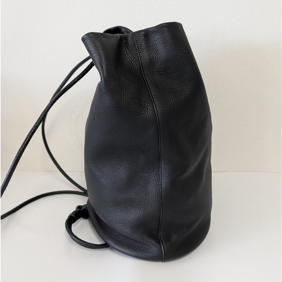 The Row Joe Black Leather Backpack Bucket Bag Shoulder Straps Made in Italy