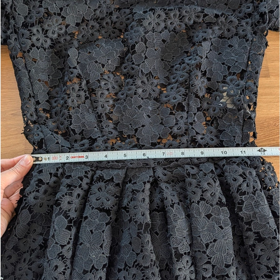 Yanina Prêt-à-porter Lace Dress Womens EU 40/US 8 Black Lace 3/4 Sleeve Midi