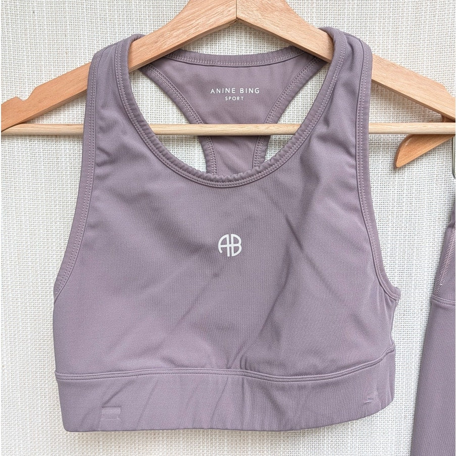 Anine Bing Sport Set Womens Blair Bralet Top XS & Blake High Waist Leggings S