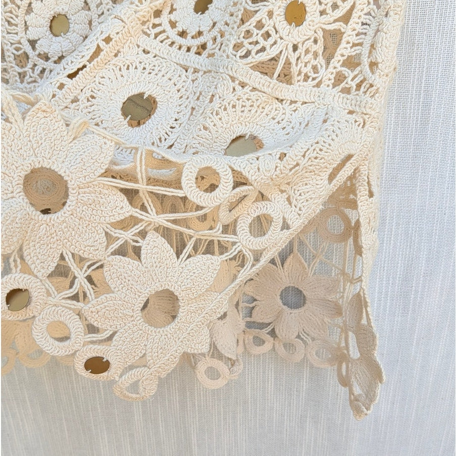 Anthropologie Celandine Crochet Deco Mini Tunic Dress Womens M/L The White Lotus