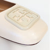 Tory Burch Georgia Ballet Flat Womens 9C Cream Leather Logo Square Toe