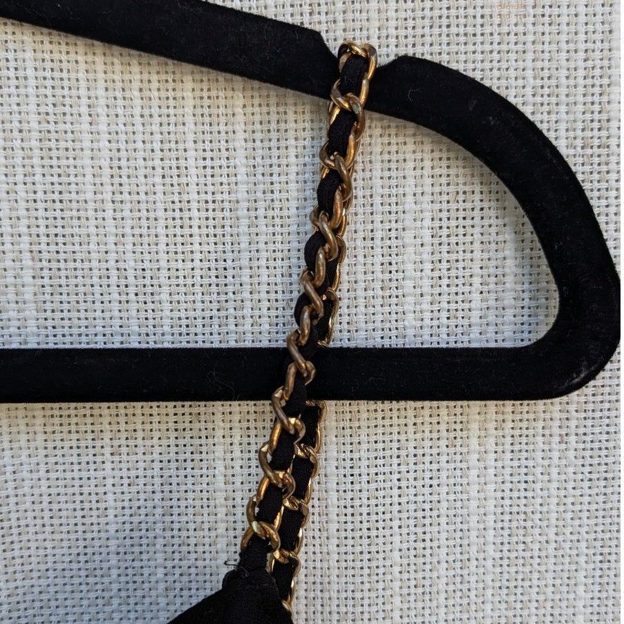 Anine Bing Chelsea Tank Top Womens L Black Crepe Gold Chain Straps Sleeveless