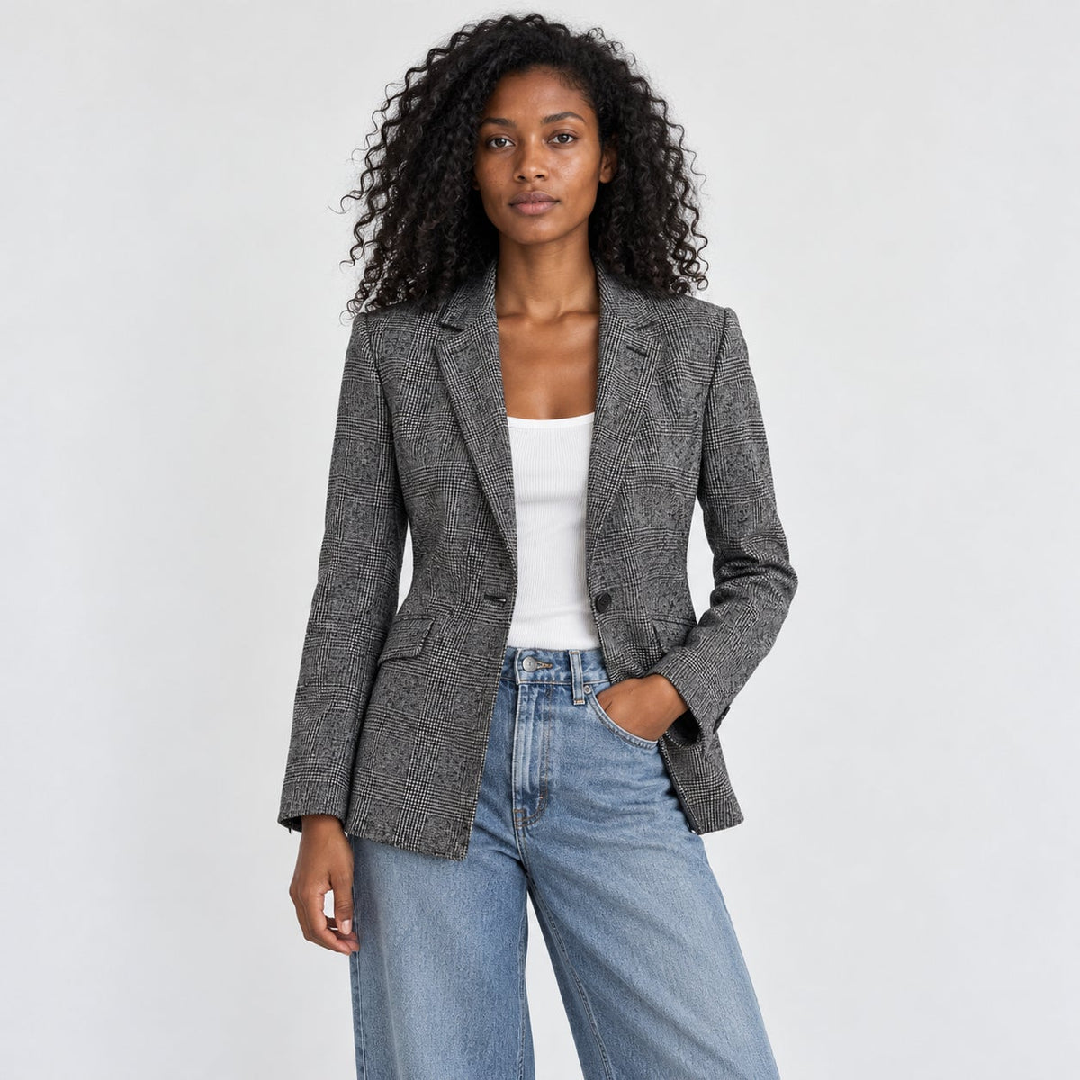 Rag & Bone Gray Wool Blend Plaid Blazer Size 4