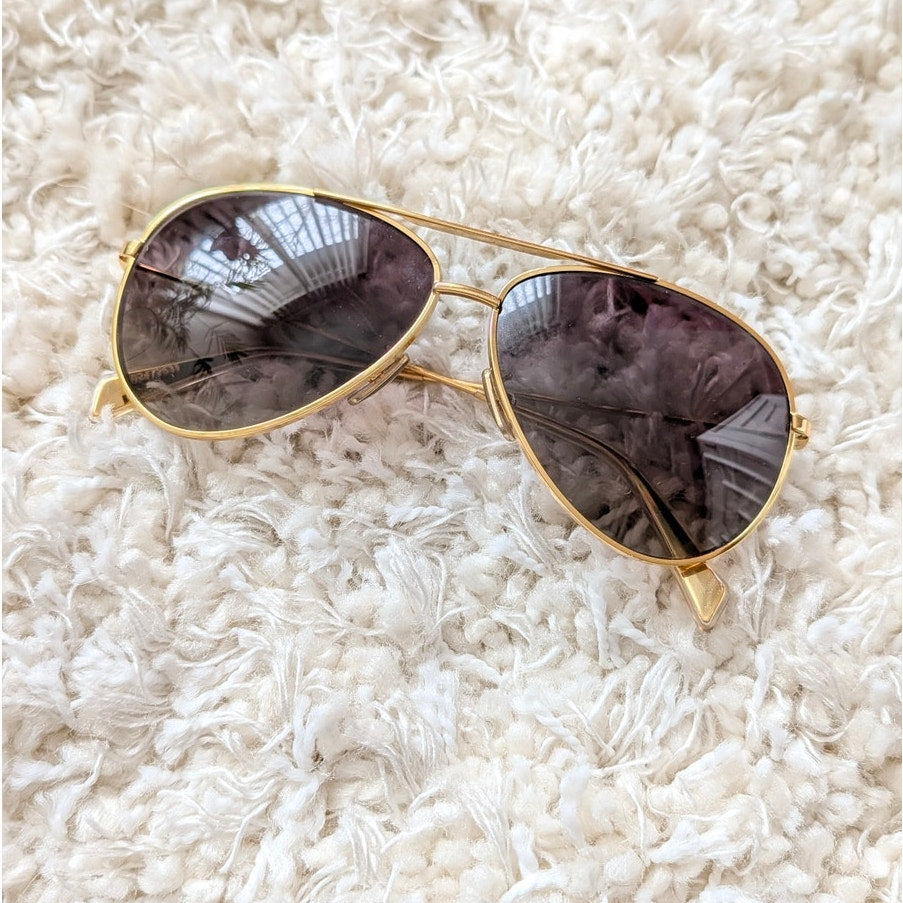 Celine 1102472531 Aviator Sunglasses Womens Gold Frame Gradient Grey Polarized