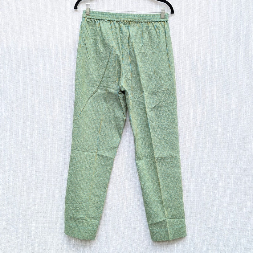 Seventy Pants Womens IT42/S Blue/Green Striped Cotton/Silk Mid-rise Ankle NWT