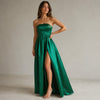 Showpo Queen Of The Show Strapless Maxi Fitted Dress in Emerald Satin, size 0