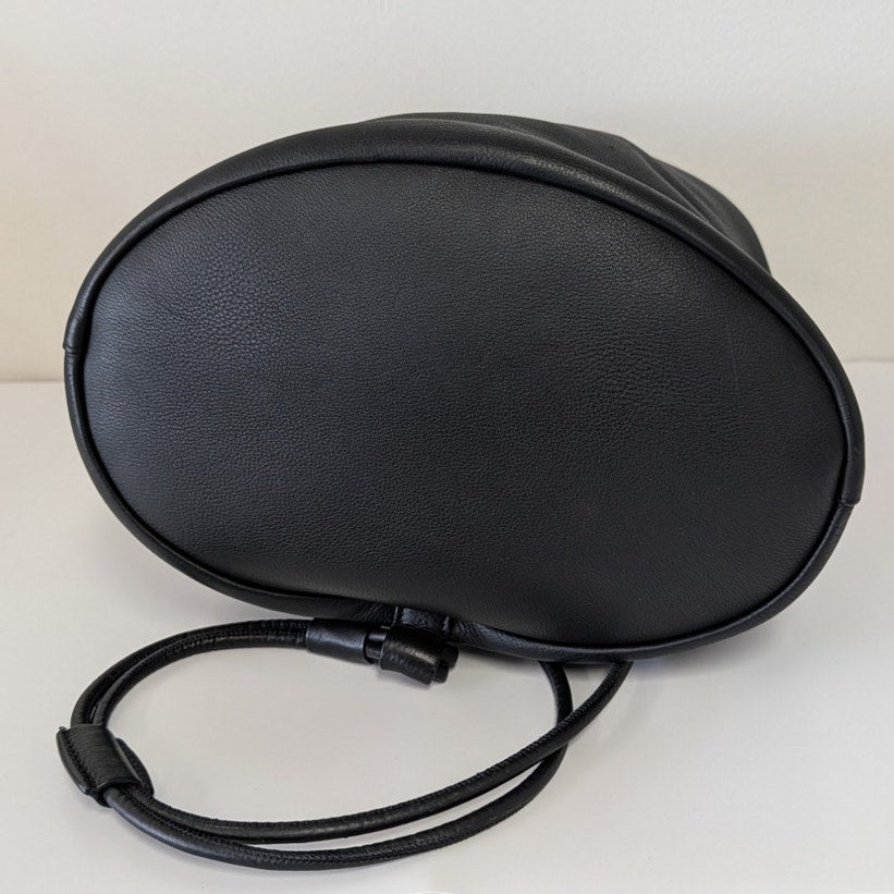 The Row Joe Black Leather Backpack Bucket Bag Shoulder Straps Made in Italy