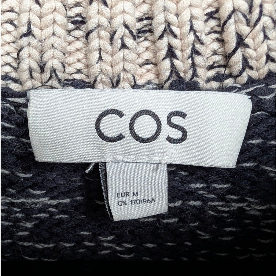 COS Contrast-Knit Jumper Womens M Dark Gray Wool Blend Long Sleeve Crewneck
