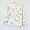 Frank & Oak Cream/White Floral Denim Button-up Long Sleeve Overshirt, size M