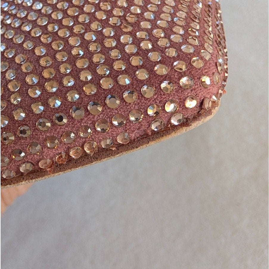 Jeffrey Campbell Embellished Flats Womens 6.5 Pink Rhinestone Velvet Bow